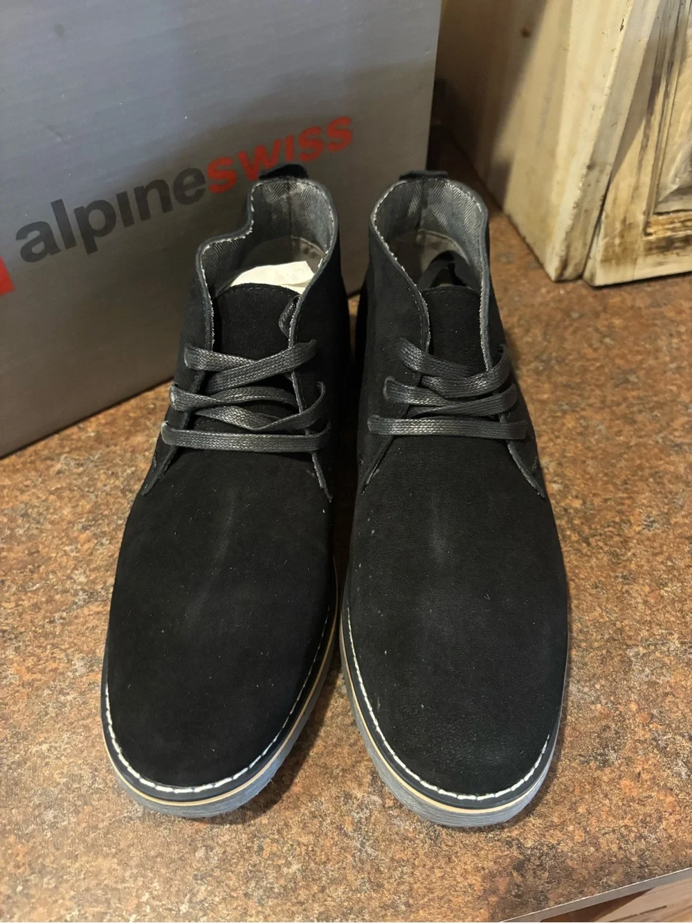 Alpine Swiss Black Suede Men’s Chukka Boots